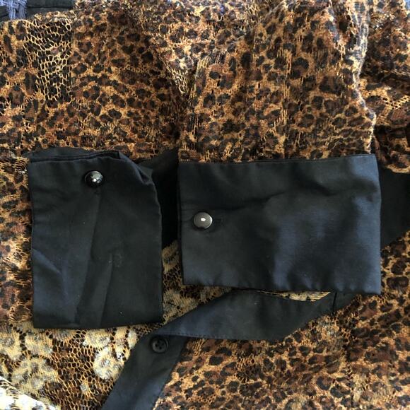 Vintage Richard Malcolm Black Unlined Mesh Lace Button Front Long Sleeve Blouse - Picture 8 of 13